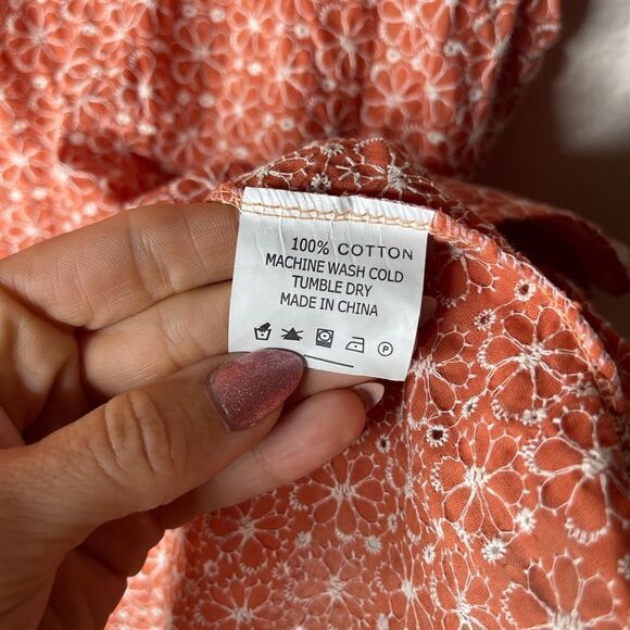 Orange Floral Embroidered Blouse - Picture 5 of 6